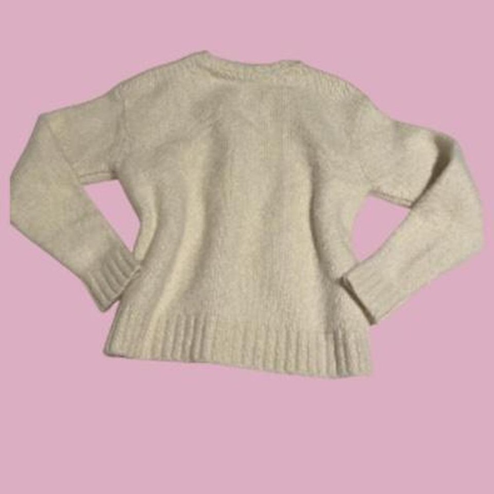 Zara Cream wool blend crew neck sweater